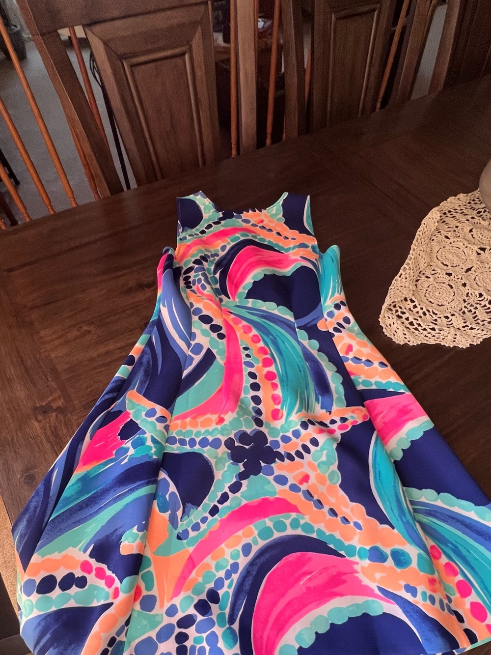 Lilly Pulitzer UPF Performance Dress Medium Blue Pink Zip Golf Tennis Travel EUC
